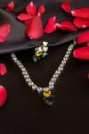 Shop_Nepra By Neha Goel_Yellow Zirconia Heart Shaped Pendant Necklace Set _at_Aza_Fashions