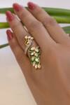 Buy_Nepra By Neha Goel_Gold Plated Kundan Peacock Shaped Ring _at_Aza_Fashions