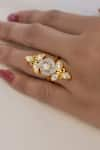 Buy_Nepra By Neha Goel_Gold Plated Kundan Polki Embellished Ring _at_Aza_Fashions