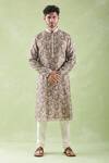 Buy_Arihant Rai Sinha_Multi Color Kurta Chanderi Silk Printed Floral And Churidar Set _at_Aza_Fashions
