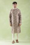 Buy_Arihant Rai Sinha_Multi Color Kurta Chanderi Silk Printed Floral And Churidar Set _Online_at_Aza_Fashions