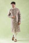 Shop_Arihant Rai Sinha_Multi Color Kurta Chanderi Silk Printed Floral And Churidar Set _Online_at_Aza_Fashions