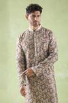 Arihant Rai Sinha_Multi Color Kurta Chanderi Silk Printed Floral And Churidar Set _at_Aza_Fashions