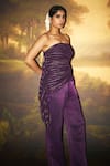 Shop_ZWAAN_Purple Top Georgette Pant Mashru Lining Shantung Ahalya Draped Tube With _Online_at_Aza_Fashions