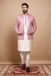 Buy_Aryavir Malhotra_Pink Art Silk Embroidery Sequin Jacket Kurta Set _at_Aza_Fashions