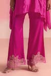 One Not Two_Pink Kurta Silk Embroidery Stones V-neck Sequins Asymmetric And Pant Set _at_Aza_Fashions