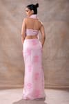 Shop_Akashi Clothing_Pink Modal Satin Embroidered Cut Dana Cowl Neck Floral Skirt With Top _at_Aza_Fashions