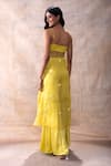 Shop_Akashi Clothing_Yellow Pure Organza Embroidered Cut Dana Floral Slit Tunic With Sharara _at_Aza_Fashions