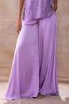 Akashi Clothing_Purple Pure Organza Embroidered Cut Dana Round Layered Tunic With Flared Pant _Online_at_Aza_Fashions