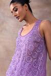 Akashi Clothing_Purple Pure Organza Embroidered Cut Dana Round Layered Tunic Flared Pant Set _at_Aza_Fashions