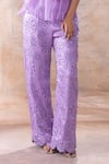 Shop_Akashi Clothing_Purple Pure Organza Embroidered Cut Dana Top Round Sheer Pant Set _Online_at_Aza_Fashions