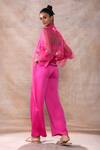 Shop_Akashi Clothing_Pink Top Pure Organza Embroidered Crystal Top Stone Work Sheer Pant Set _at_Aza_Fashions