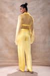 Shop_Akashi Clothing_Yellow  Pure Organza Embroidered Cut Dana  Sheer Pant Set _at_Aza_Fashions