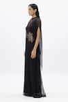 Buy_Aroka_Black Wrinkle Vegan Chiffon Embroidered Dabka Round Maxi Dress _Online_at_Aza_Fashions