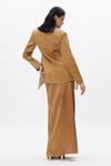 Shop_Aroka_Gold Handwoven Zari Tissue Jacket Open Bourbon With Maxi Dress _at_Aza_Fashions