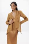 Buy_Aroka_Gold Handwoven Zari Tissue Jacket Open Bourbon With Maxi Dress _Online_at_Aza_Fashions