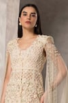 Buy_Divisha Sharma_Ivory Silk Organza Embroidery Thread Cutwork Bead Jacket Sharara Set _Online_at_Aza_Fashions