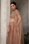 Buy_Divisha Sharma_Pink Silk Organza Embroidery Zardozi Blunt V Stripe Cape Blouse And Sharara Set _Online_at_Aza_Fashions