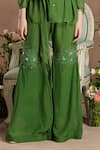 Buy_Divisha Sharma_Green Chiffon Applique Floral Off Shoulder Embellished Kurta And Sharara Pant _Online_at_Aza_Fashions