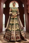 Buy_Reynu Taandon_Beige Chanderi Printed Kalamkari Round Elegant Embroidered Achkan Set _at_Aza_Fashions