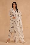 Buy_Ruchi Marodia_White Chiniya Silk Digital Printed Chintz Floral Blunt V Neck Kurta Set _at_Aza_Fashions