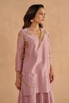 Shop_Ruchi Marodia_Purple Chanderi Embroidery Zardozi V Neck Zari Placement Kurta And Sharara Set _Online_at_Aza_Fashions