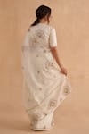 Shop_Ruchi Marodia_Ivory Paper Tussar Hand Embroidery Floral Square Vintage Saree With Blouse _at_Aza_Fashions