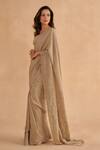 Ruchi Marodia_Grey Crepe Silk Embroidery Floral Sweetheart Neck Zardozi Saree With Blouse _Online_at_Aza_Fashions