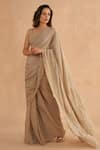 Shop_Ruchi Marodia_Grey Crepe Silk Embroidery Floral Sweetheart Neck Zardozi Saree With Blouse _Online_at_Aza_Fashions