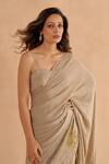 Ruchi Marodia_Grey Crepe Silk Embroidery Floral Sweetheart Neck Zardozi Saree With Blouse _at_Aza_Fashions