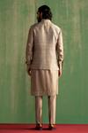 Shop_Studio Bagechaa_Grey Raw Silk Embroidery Dori Samarth Bundi And Kurta Set _at_Aza_Fashions