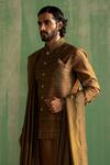 Buy_Studio Bagechaa_Brown Raw Silk Embroidery Bead Zavian Dori Bundi And Kurta Set _Online_at_Aza_Fashions