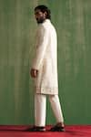 Shop_Studio Bagechaa_Ivory Raw Silk Embroidery Dori Vyom Thread Sherwani Set _at_Aza_Fashions