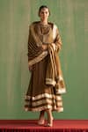 Buy_Studio Bagechaa_Brown Fine Silk Embroidered Sequin Round Bhavna Jacket With Anarkali Set _at_Aza_Fashions