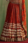 Buy_Studio Bagechaa_Orange Chanderi Lurex Embroidered Sequin Geometric Yashvi Lehenga Set _Online_at_Aza_Fashions