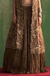 Studio Bagechaa_Brown Georgette Embroidered V-neck Devika Jacket With Lehenga Set _Online_at_Aza_Fashions