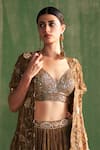 Shop_Studio Bagechaa_Brown Georgette Embroidered V-neck Devika Jacket With Lehenga Set _Online_at_Aza_Fashions