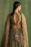 Shop_Studio Bagechaa_Green Chanderi Lurex Embroidered Sequin Scoop Ishira Lehenga Set _at_Aza_Fashions