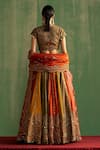 Shop_Studio Bagechaa_Multi Color Fine Silk Embroidered Sequin Plunge-v Arohi Lehenga Set _at_Aza_Fashions