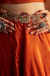 Buy_Studio Bagechaa_Orange Fine Silk Embroidered Sequin Off-shoulder Zaina Lehenga Set _Online_at_Aza_Fashions