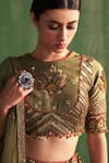 Shop_Studio Bagechaa_Green Fine Silk Embroidered Sequin Round Vatika Lehenga Set _Online_at_Aza_Fashions