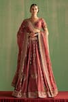 Buy_Studio Bagechaa_Pink Fine Silk Embroidered Sequin V-neck Tarani Lehenga Set _at_Aza_Fashions