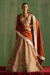 Buy_Studio Bagechaa_Beige Silk Embroidered Sequin Geometric Tanuja Lehenga Set _at_Aza_Fashions