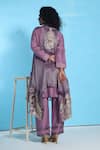 Shop_Sunita Nagi_Purple Dupion Embroidered Mirror Kurta V Neck Asymmetric Jacket With Set _at_Aza_Fashions