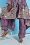 Buy_Sunita Nagi_Purple Dupion Embroidered Mirror Kurta V Neck Asymmetric Jacket With Set _Online_at_Aza_Fashions