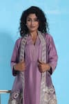 Shop_Sunita Nagi_Purple Dupion Embroidered Mirror Kurta V Neck Asymmetric Jacket With Set _Online_at_Aza_Fashions