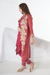 Buy_Sunita Nagi_Pink Crushed Tissue Embroidered Floral Jacket Open Front With Kurta Set _Online_at_Aza_Fashions