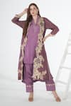 Buy_Sunita Nagi_Purple Crushed Tissue Embroidered Floral Jacket Open Front With Kurta Set _at_Aza_Fashions