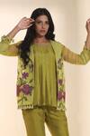 Buy_Sunita Nagi_Yellow Hakoba Embroidered Floral Tunic Round Cross Stitch Jacket With Set _Online_at_Aza_Fashions