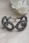 Shop_Bijoux By Priya Chandna_Silver Plated Crystals Bead Embellished Loop Bracelet _at_Aza_Fashions